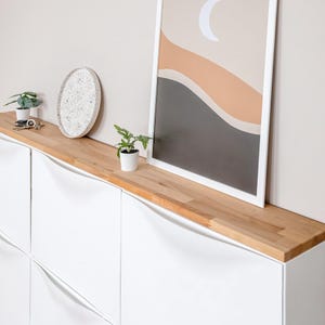 Wooden board for IKEA Trones – Solid wooden board for 3 IKEA Trones shoe cabinets – natural and oiled beech - top plate, cover plate