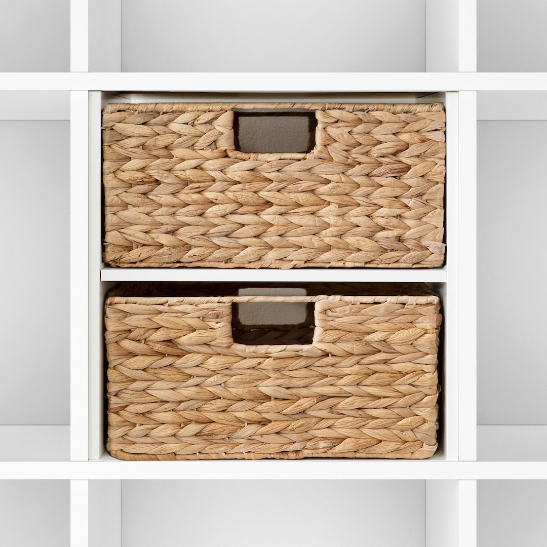 Half Kallax Basket Made of Water Hyacinth, Set of 2 / Storage