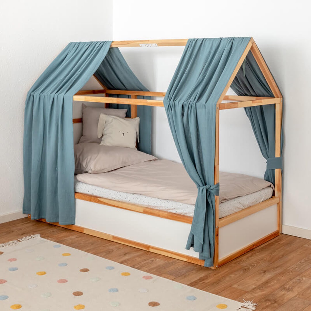 Ikea Kura Canopy Bed Green Muslin / Made to Fit Kura Cot / - Etsy