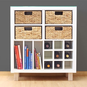Set di 4 cestini per scaffali IKEA Kallax / scatole per scaffali 34 x 31 x 15 cm / in giacinto d'acqua / cestino intrecciato / mezzo cestino Kallax / cestino portaoggetti