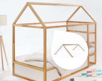 IKEA Kura Dach für Hausbett / Kura Dachgestell aus Holz / Dachstuhl für IKEA Kura Hochbett / wahlweise mit Dach-Erhöhung