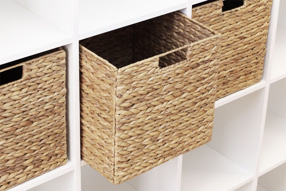 Drawer Stand with Shelves and Wicker Storage Baskets - Sea Blue