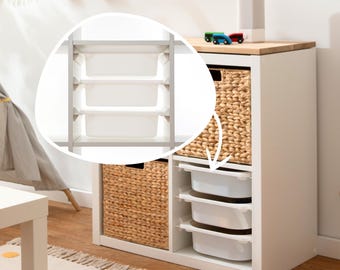 Kallax insert for 3 storage boxes / Kallax rails / Single or with 3 white boxes / Compatible with IKEA Trofast / Kallax drawers