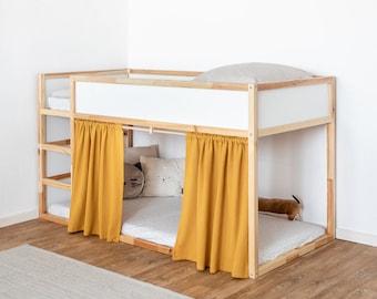 Ikea Kura curtain made of muslin / For Kura loft bed and flat bed / 100% cotton muslin / Ikea Kura Hack / Perfect fit for 3 sides