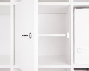 Abschließbare Kallax Tür für Ikea Kallax Expedit Regal mit Schloß und Rückwand in weiß - gleichschließend
