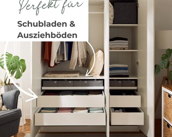 Lot De 16 Organiseurs De Tiroir Pour Armoire PAX | 100x58 Cm, Pliables | 12 Grands + 4 Moyens, Blanc | Tissu Résistant
