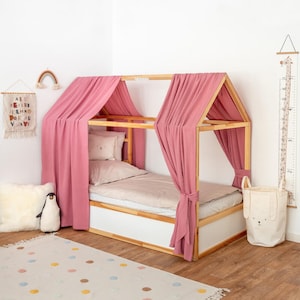 House Bed Cot With Railing Lit Cabane Pipit 