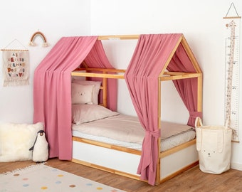 Ikea Kura lit à baldaquin mousseline rose / ajustement parfait pour le lit d’enfant Kura / tissu mousseline 100% biologique / accessoires Ikea Kura