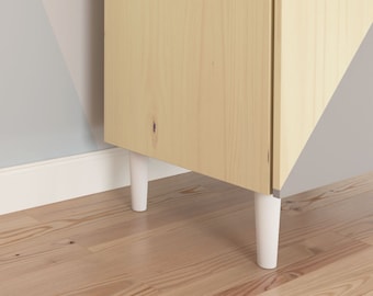Möbelfüße für IKEA Ivar Regal aus Massivholz / weiß lackierte Buche / 4er Set Möbelfüße / Möbelbeine weiß / stabile Befestigung