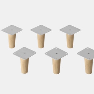 6 konische Möbelfüße aus Buchenholz für das Ikea Kallax Regal.