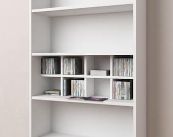 Insert pour CD Ikea Billy Etagère pour compartiment à CD Séparateur de compartiment transversal pour jusqu'à 120 CD Etagère pour CD Rangement pour étagère de rangement Insert blanc