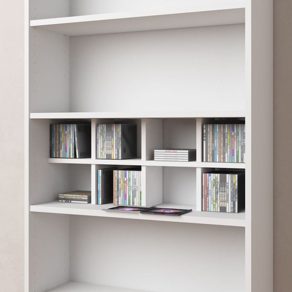 Insert pour CD Ikea Billy Etagère pour compartiment à CD Séparateur de compartiment transversal pour jusqu'à 120 CD Etagère pour CD Rangement pour étagère de rangement Insert blanc