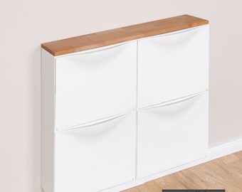 Piatto in legno per Ikea Trones - Piatto in legno massiccio per 2 scarpiere Ikea Trones - faggio naturale e oliato - piastra di supporto, piastra di copertura