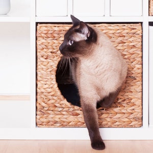 Ikea Kallax Expedit cat basket 34 x 33 x 33 cm natural basket made of water hyacinth animal cave cat cave stable for small dogs and cats