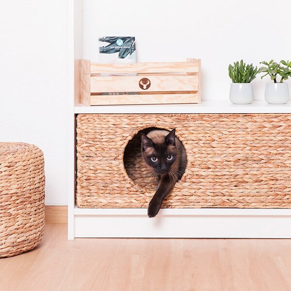 Ikea Billy cat basket 75 x 25 x 29 cm natural basket made of water hyacinth animal cave cat cave stable for small dogs and cats