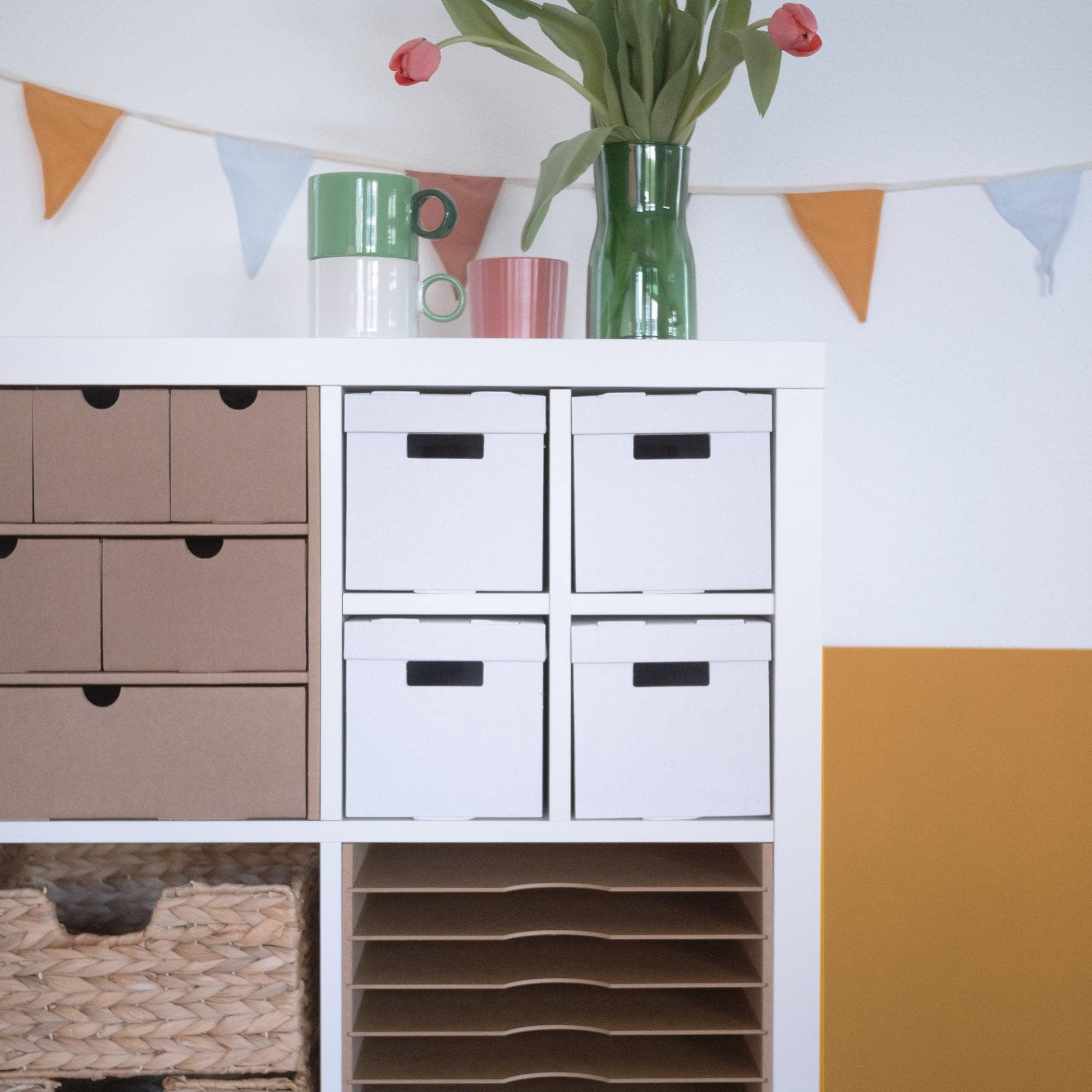 Kallax Einsatz mit Boxen / 4er-Set IKEA Kallax Faltboxen mit