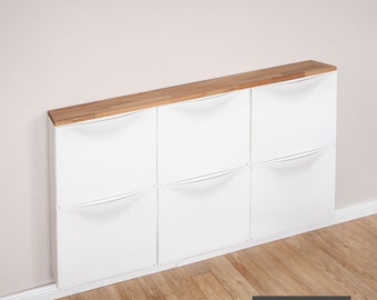 Piatto in legno per Ikea Trones - Piatto in legno massiccio per 3 scarpiere Ikea Trones - faggio naturale e oliato - piastra di supporto, piastra di copertura