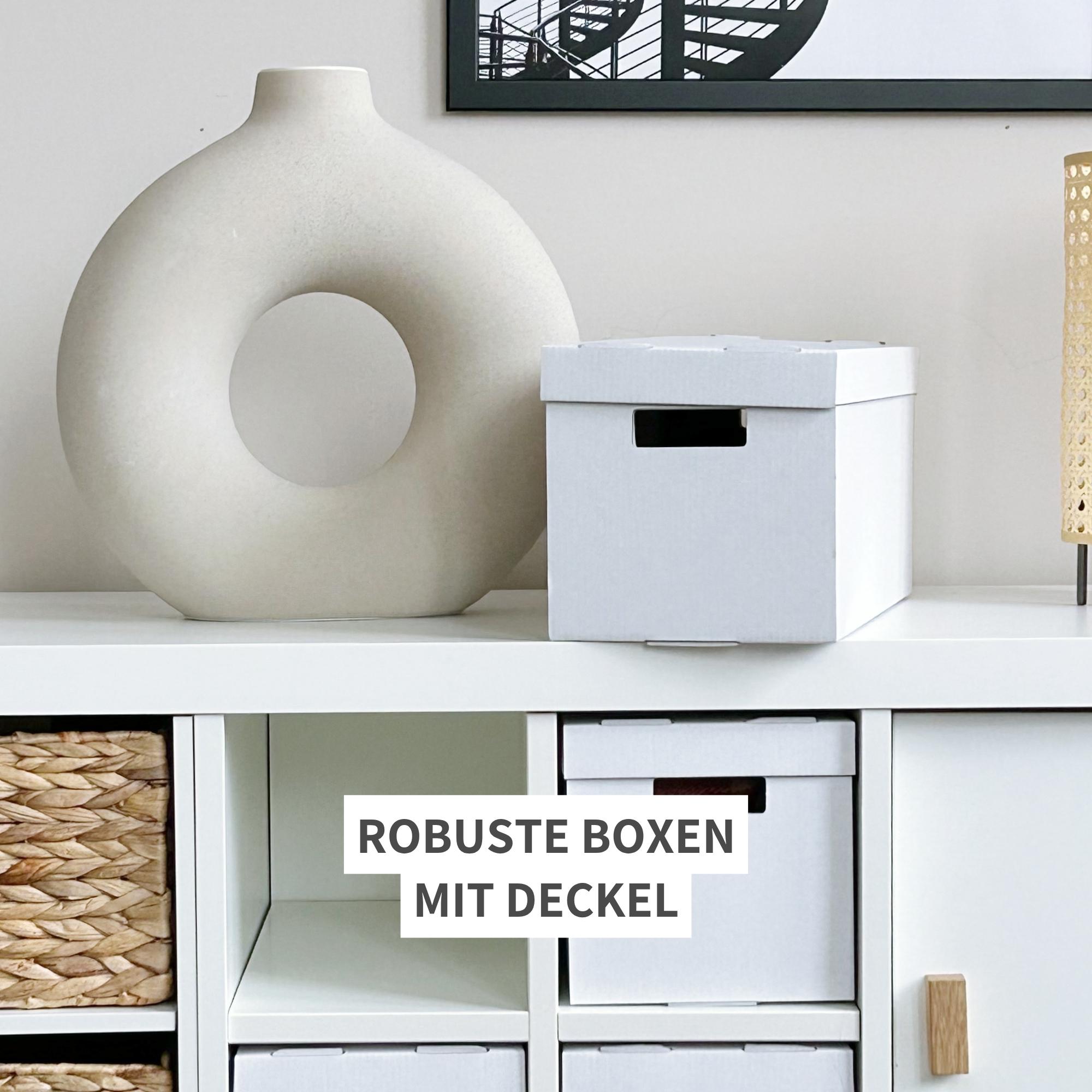 Kallax Boxes in a Set of 4 With Lids | Sturdy Folding Boxes Made of White Cardboard | Ideal for Office or Study