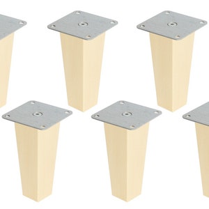 6 lange pyramidenförmige Möbelfüße aus Buchenholz für das Ikea Kallax Regal.