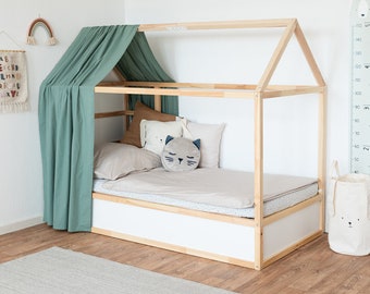 Ciel de lit Ikea Kura / ciel de lit en 100 % coton / vert / pour lit d'enfant Ikea / lit maison