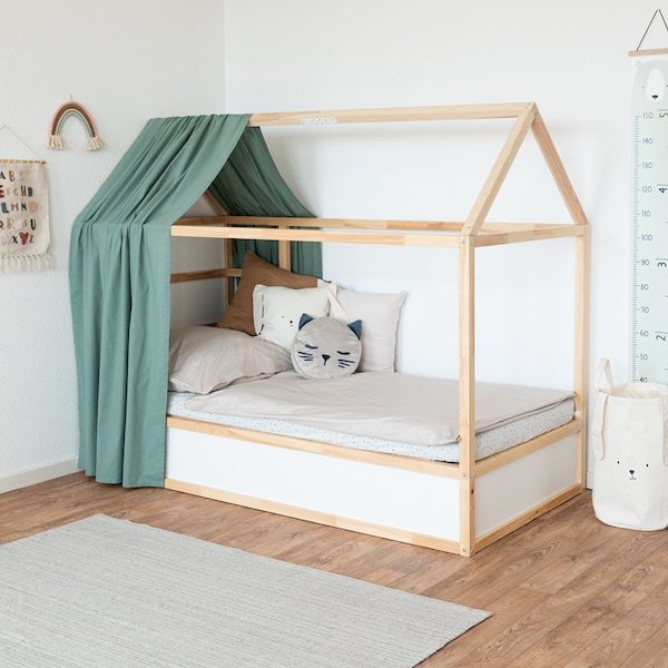 Ciel de lit Ikea Kura / ciel de lit en 100 % coton / vert / pour lit d'enfant Ikea / lit maison