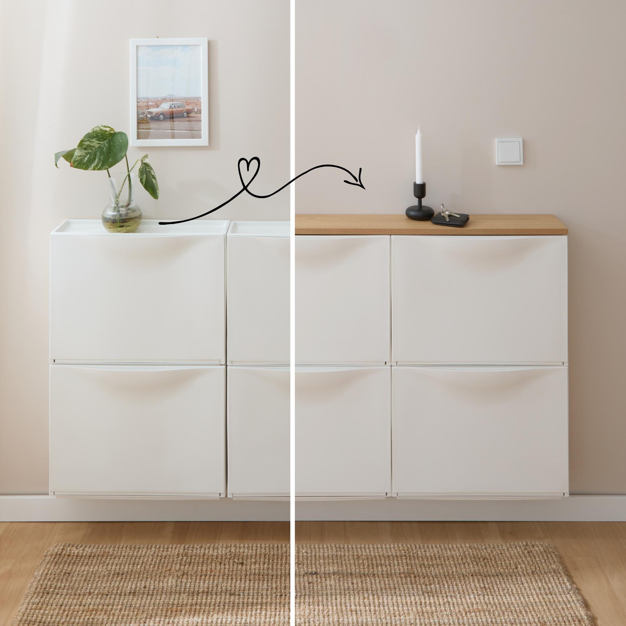 Trones Oak-effect Wooden Panel | Precisely Fitted for 3 IKEA Shoe