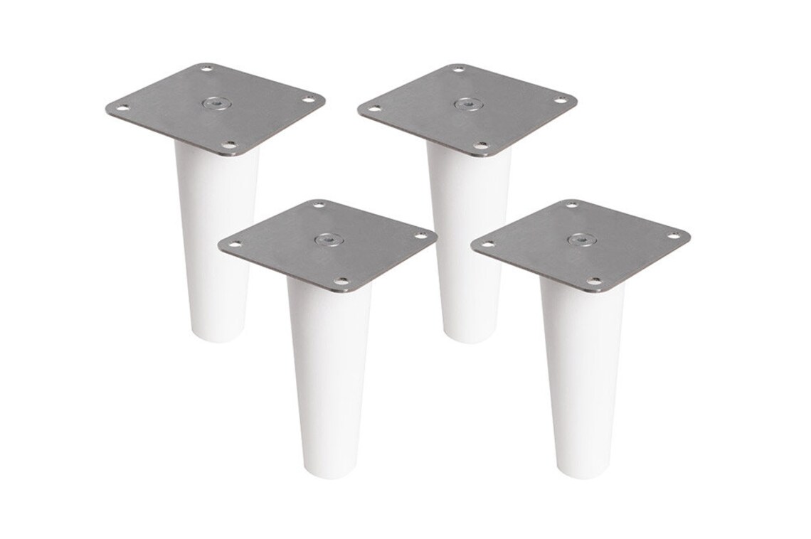 4 Piedini Per Letto In Legno - Altezza 15 Cm, Colore Bianco - Facili Da Montare - Foto 2