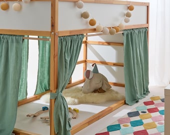 IKEA Kura muslin curtain in green | Oeko-Tex® Standard 100 | suitable for Kura loft bed and floor bed