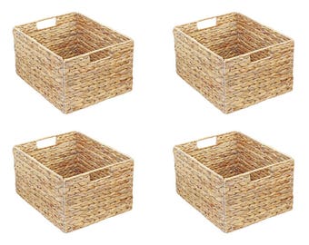 Juego de 4 cestas de estantería Ikea Molger 30 x 21 x 37 cm de jacinto de agua, caja de almacenamiento, cesta de almacenamiento, cesta de armario, estable