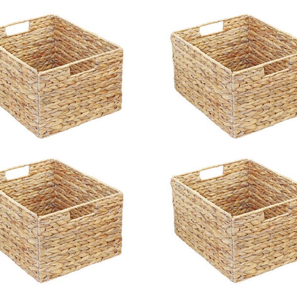 Lot de 4 paniers d'étagère Ikea Molger 30 x 21 x 37 cm en jacinthe d'eau, boîte de rangement, panier de rangement, panier d'armoire stable