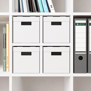 Kallax inzet met dozen / set van 4 IKEA Kallax vouwdozen met deksels en stevige plankinzetstukken / Kallax dozen voor op kantoor
