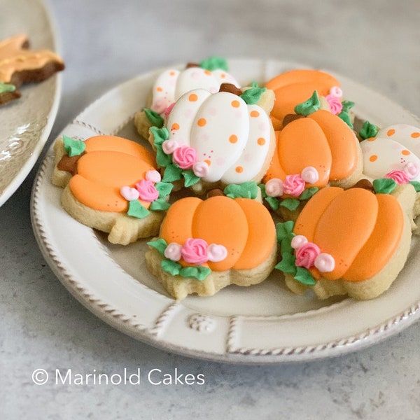 24 Mini Pumpkin Cookies for Baby Shower or Birthday