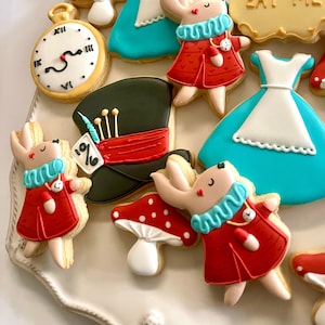 Alice in Wonderland Inspired Cookie Favors 12 Pieces