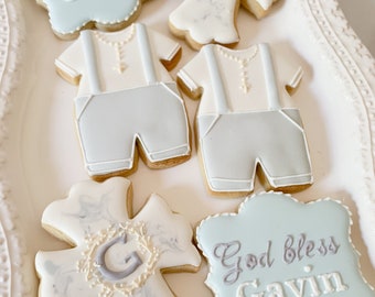 Christening or Communion Cookies with Monogrammed Wreath, 12 pieces