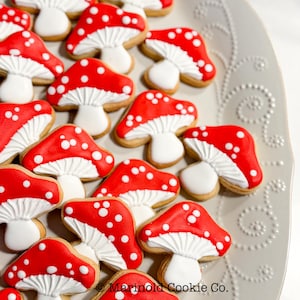 Mini Mushroom Cookies- Alice-Inspired Party Favors - 24 Pieces