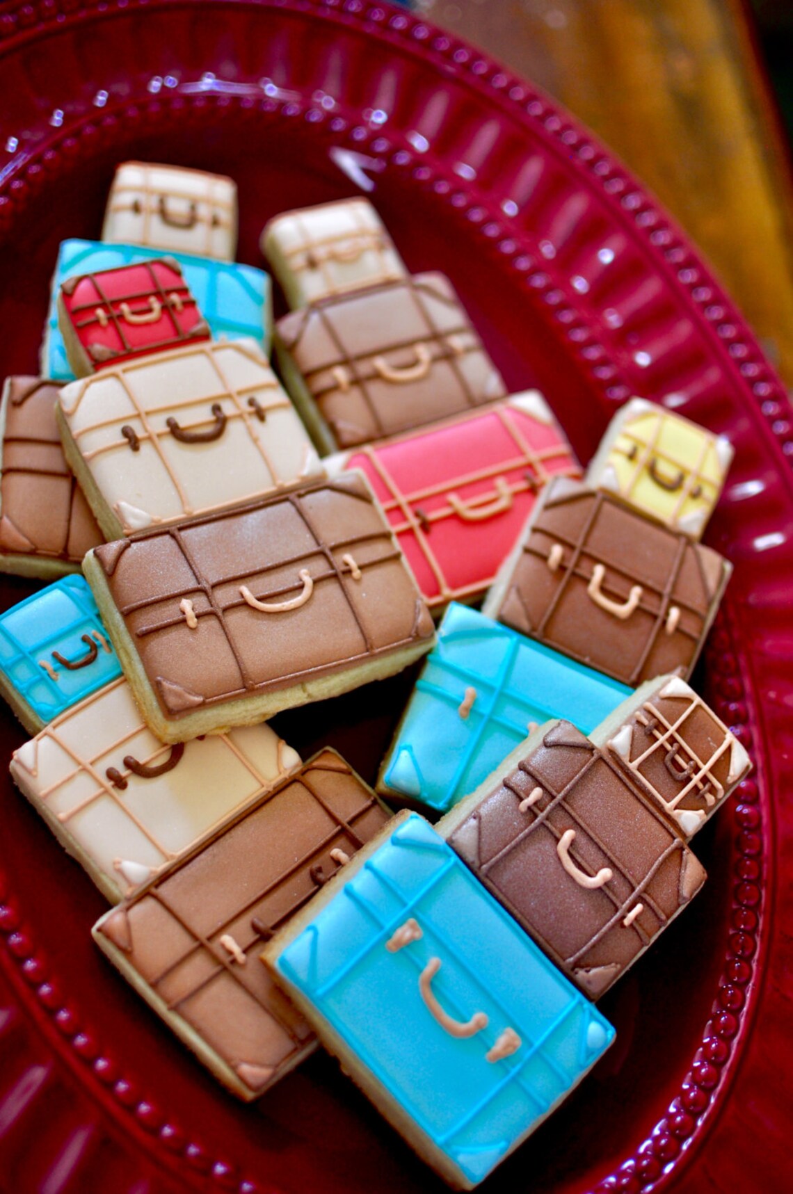 Traveling Luggage Cookies Etsy