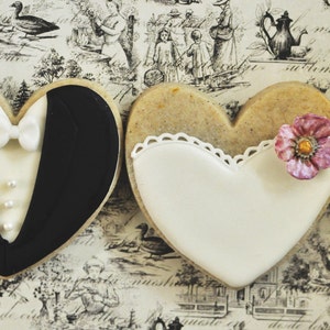 Blossom Bride and Groom Heart Cookies, 1 Dozen