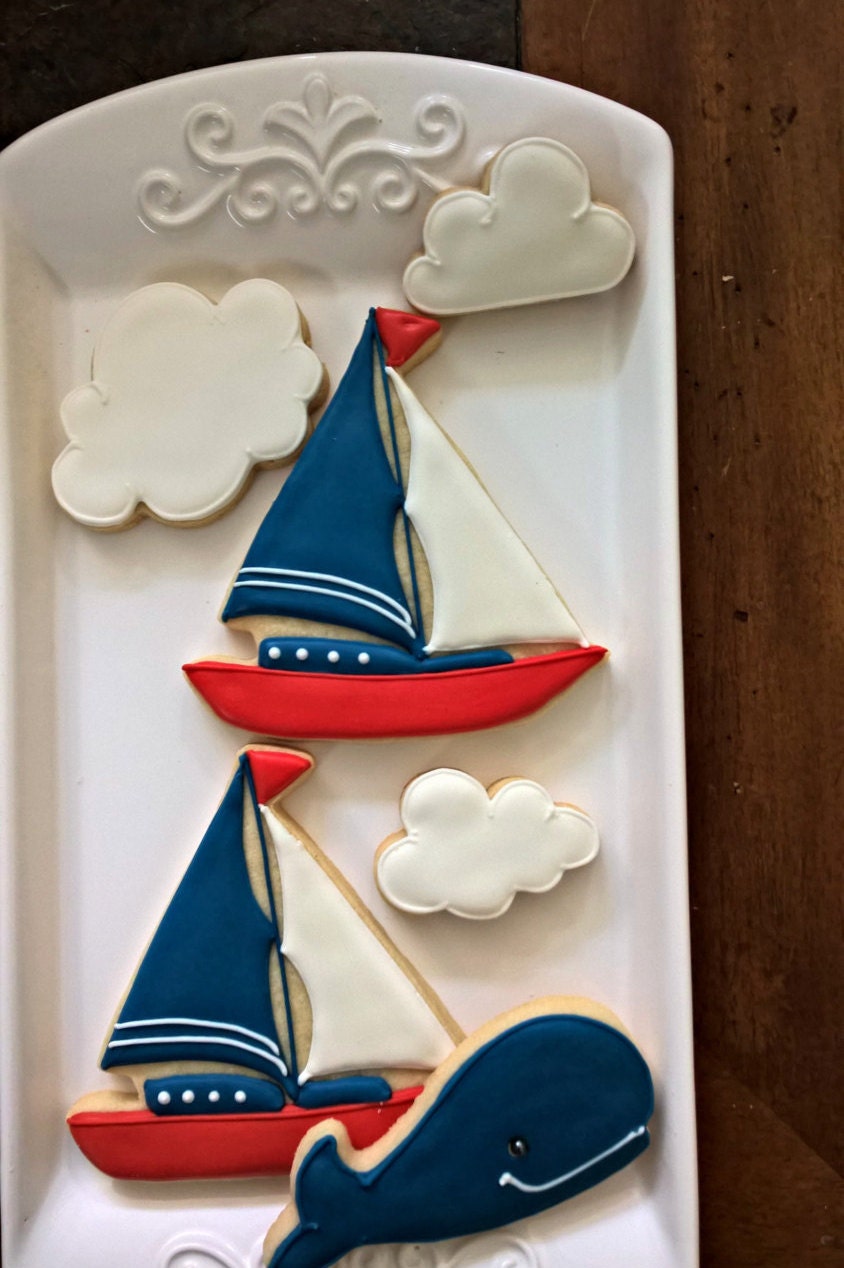Sailboat Cookie- 12 Pieces Cookie Favor, Nautical Themed ...