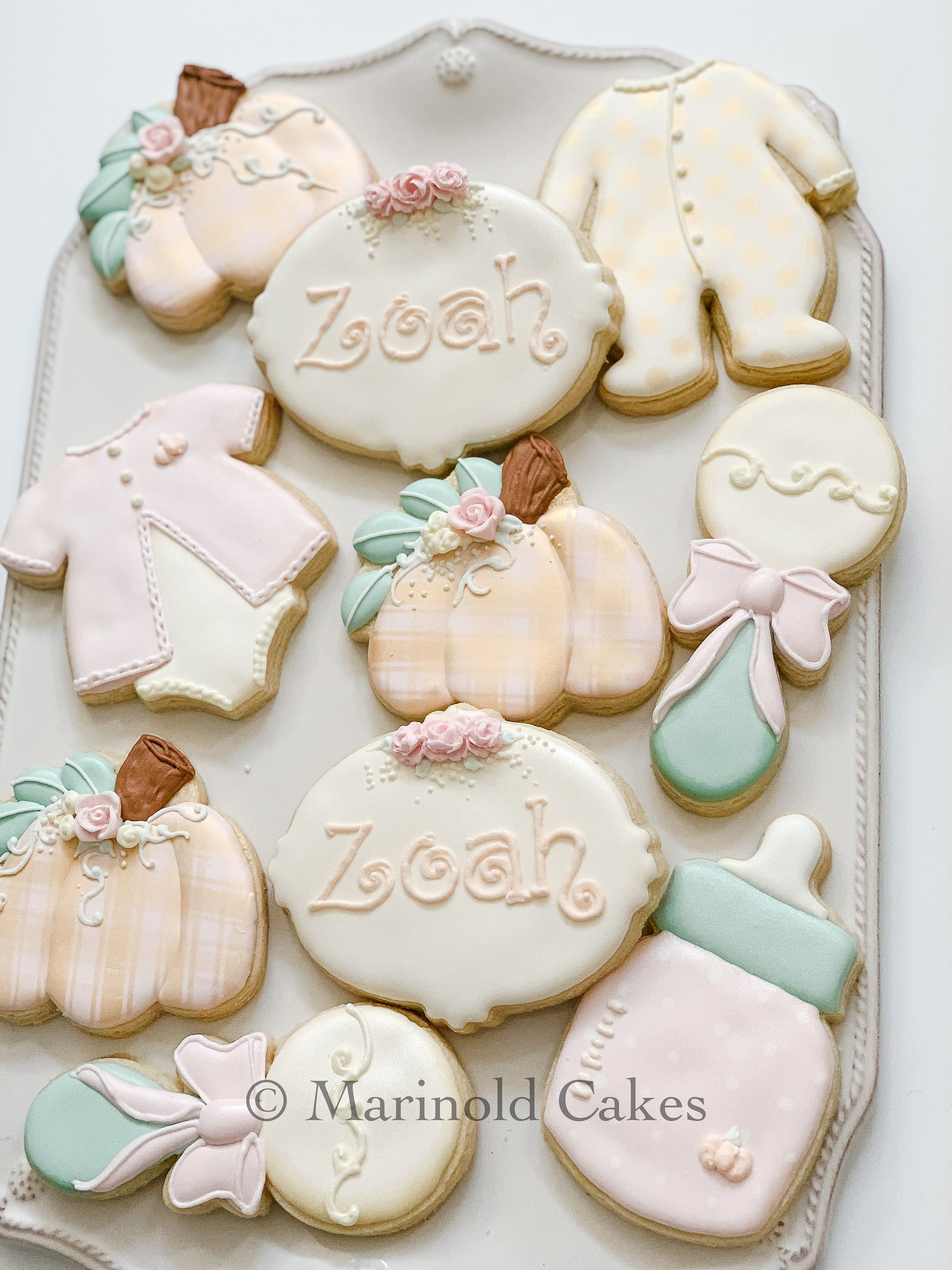 Pumpkin Themed Baby Shower Cookies, 1 Dozen