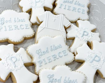 Boy Christening, Baptism, Communion, or Dedication Cookie Favors