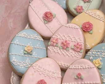 Easter Egg Cookies for Baby Showers or Birthdays, 12 pieces
