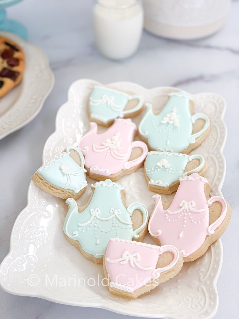 12 Classic French Teapot Cookies for High Tea Parties, Birthdays, Bridal Showers, Baby Showers 