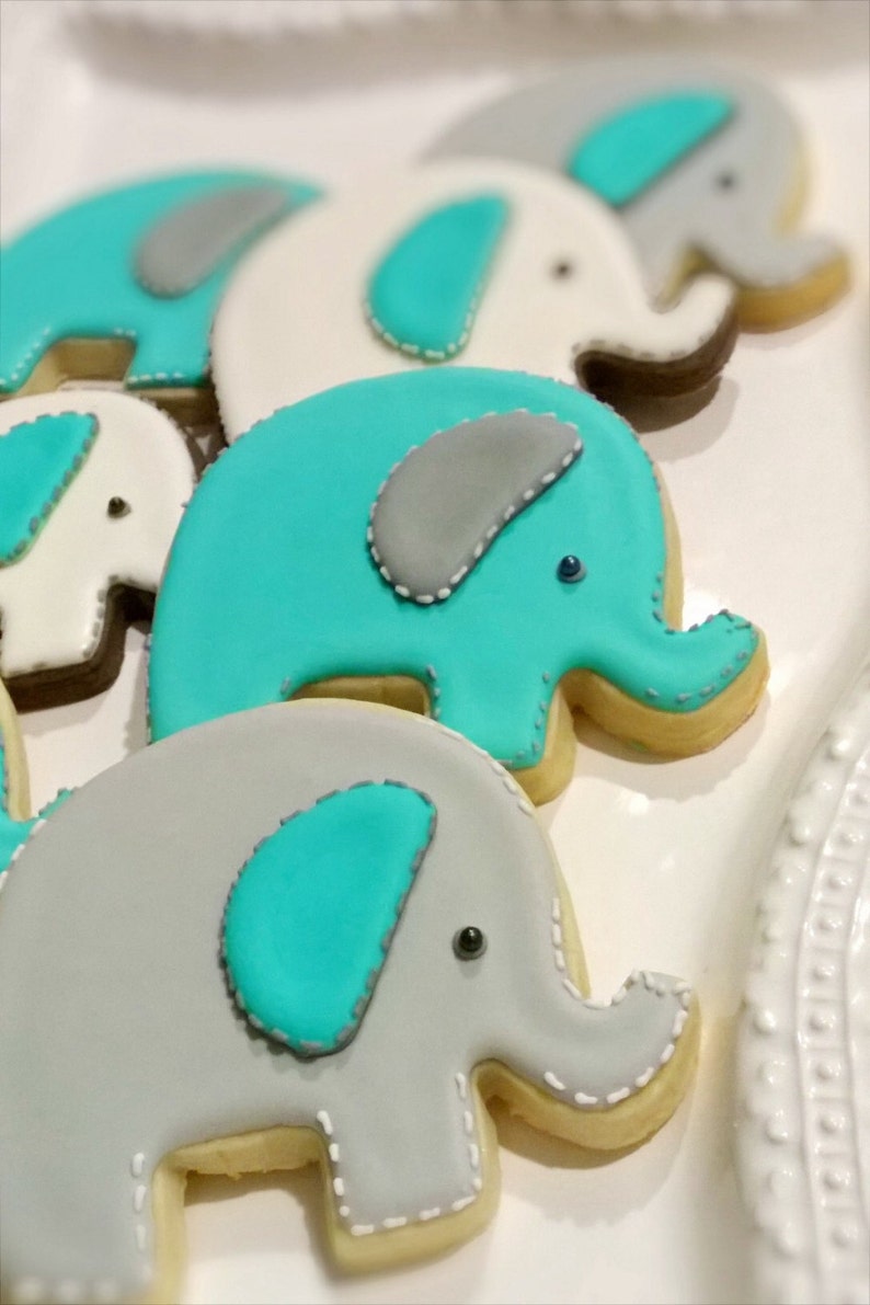 Baby Elephant Cookies 1 Dozen for Baby Shower Birthday Party Etsy