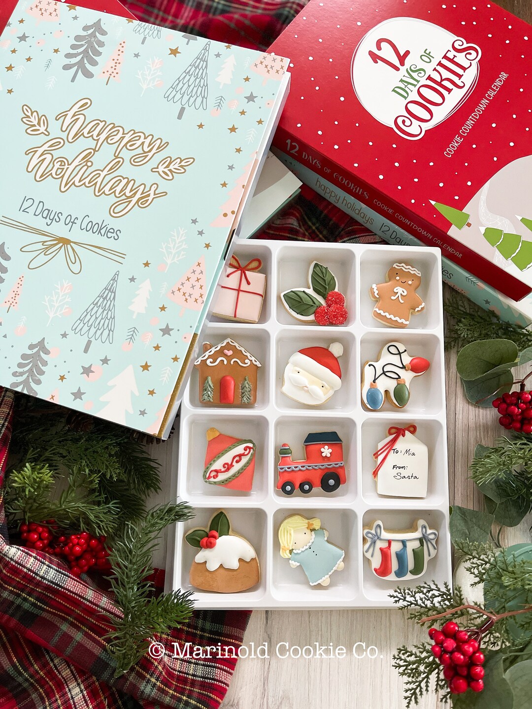 12 Days of Christmas Cookies Advent Calendar Blue Holiday Box Etsy