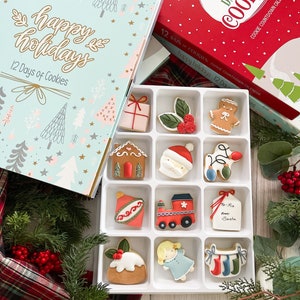 12 Days of Christmas Cookies Advent Calendar - Blue Holiday Box