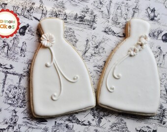 Cookie Wedding Gown Favor- 1 Dozen Cookie Favors, Wedding Cookies,  Bridal Shower Cookies, Bride's Maids Gifts