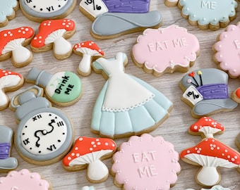 Alice Inspired Cookie Favors, 12 Pieces