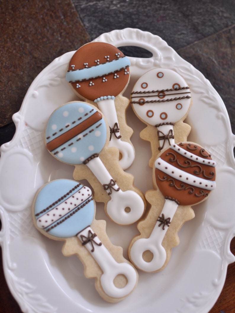 12 Baby Rattle Cookie Favors for Boy Baby Shower Etsy