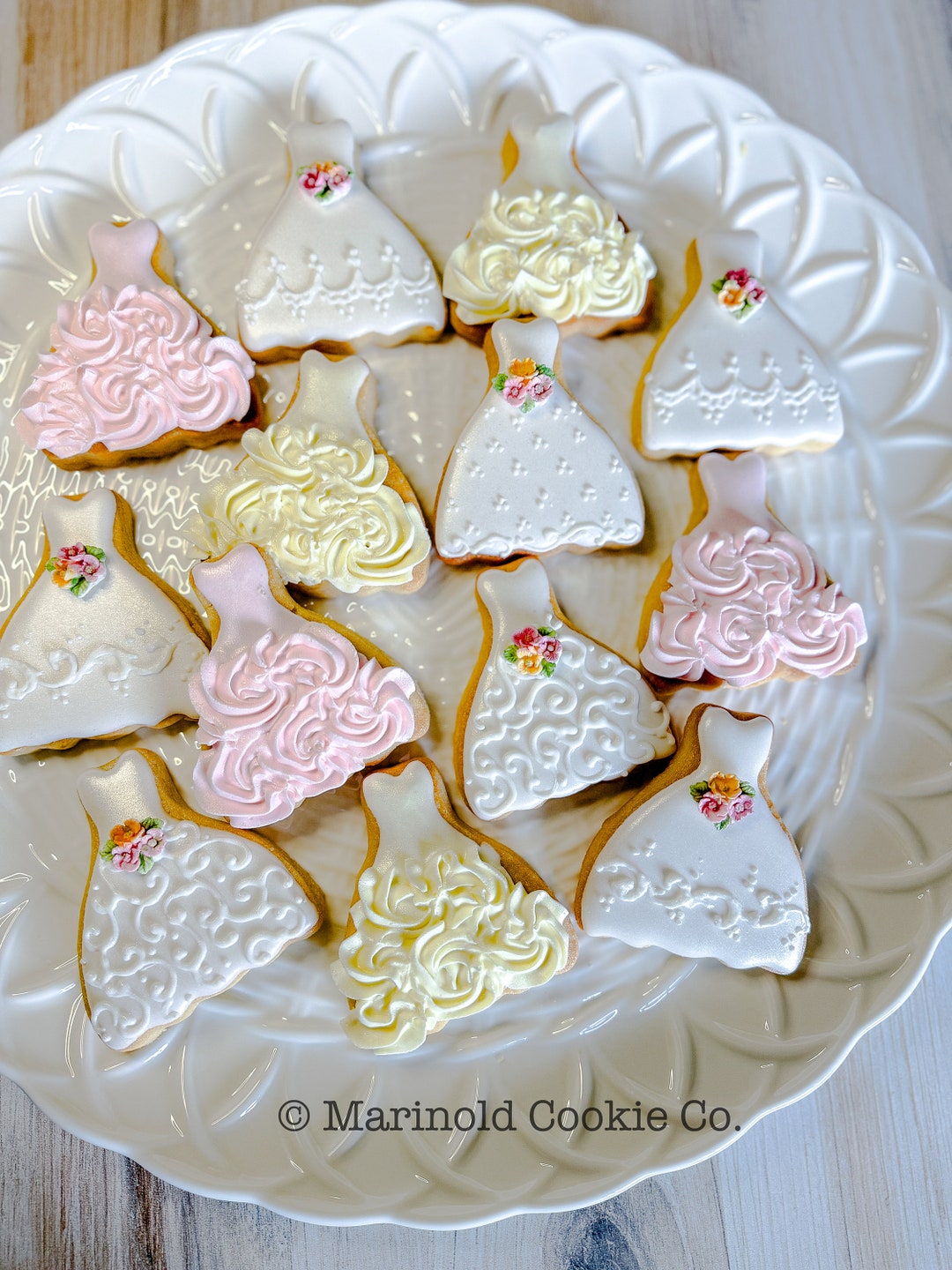 Petite Sized Wedding Dress Cookies, Dozen