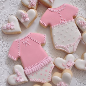 Girl Pink Onesie Cookie Favors for Baby Showers, 1 Dozen